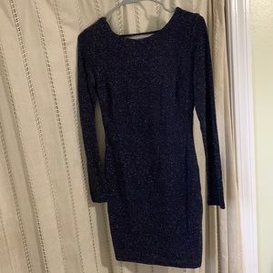 Navy Blue Long Sleeve Bodycon Dress